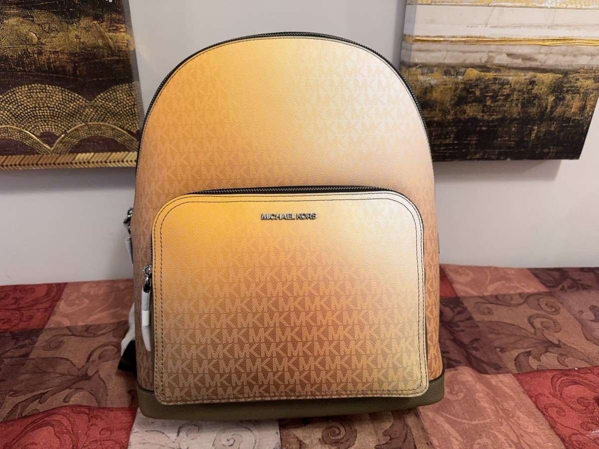 Michael Kors Small Leather Backpack in olive Michael Kors Olive and Chocolate Backpack main image 2