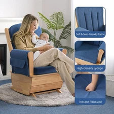 Solid wood Glider Chair Thick Cushion Rocking Chair for Reading & Relaxing USA