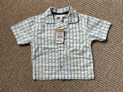 The Little White Company Seersucker Shortie Pyjama Oberteil NEU Größe 1 - 1,5 Jahre