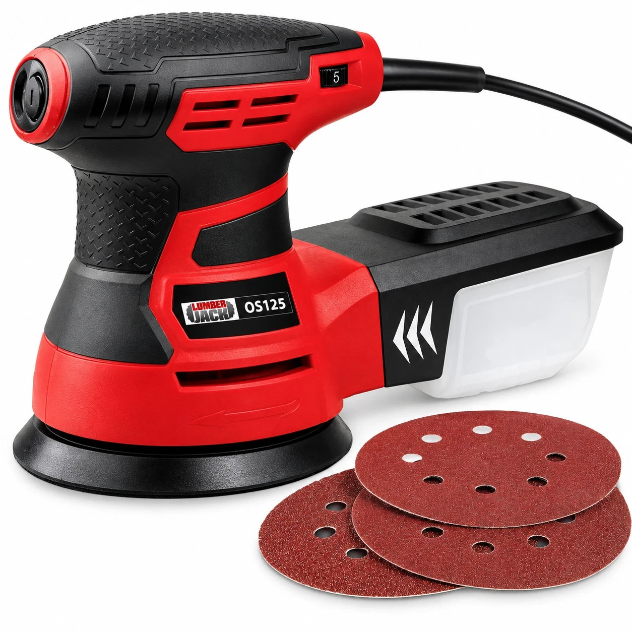 Lumberjack 125mm Random Orbital Sander 350W Variable Speed Dust Box 13000RPM