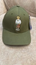 Polo Ralph Lauren Cap Olive Polo Bear Adjustable Leather Strap Baseball Men