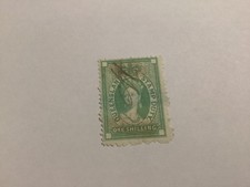 Queensland 1866-68 1/- green Fiscal used, thining on back