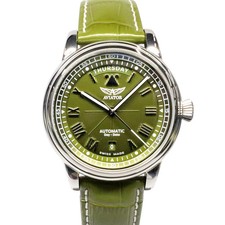 AVIATOR Aviator Douglas Day Date 41 Green V.3.35.0.278.4 SS Leather Automatic Me