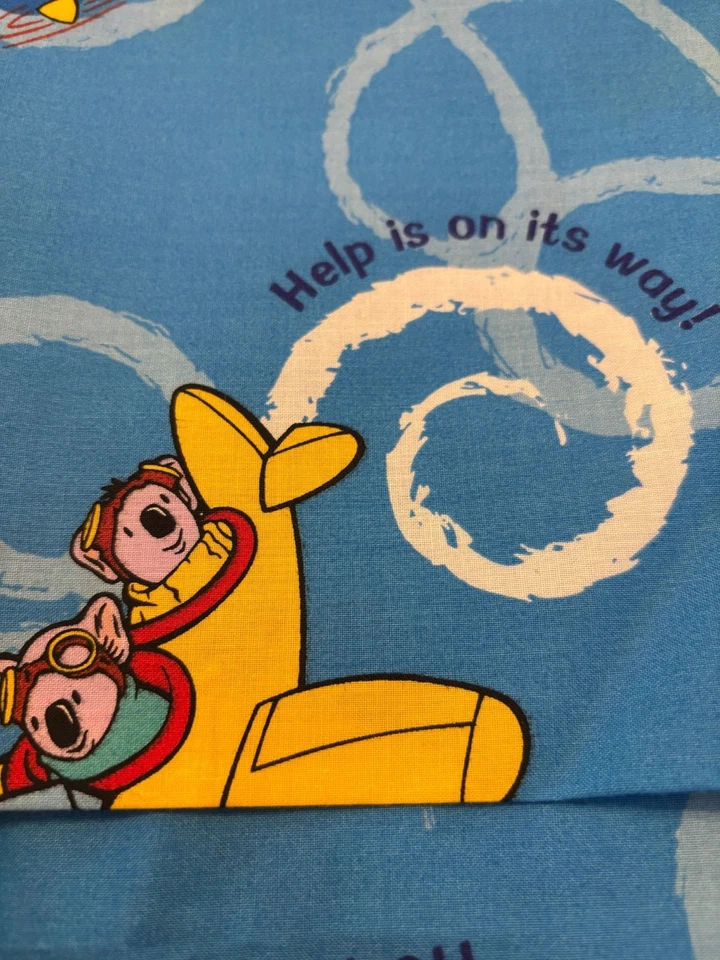 Tecido de costura Koala Brothers aviões algodão vintage 4,5 jardas raro desenho animado infantil - Imagem 2 de 4