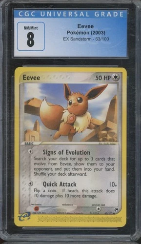 2003 Pokemon EX Sandstorm #63 Eevee CGC 8