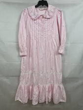 Vintage Today Tonight Long 100 Cotton Nightgown Pink Victorian Prairie Modest