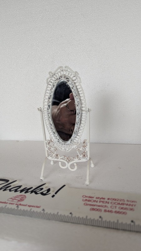 1:12 Vintage Dollhouse Furniture Free Standing Metal Framed Mirror 