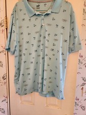 Puma Men's Polo Shirt Teal with Beachy Theme XXL