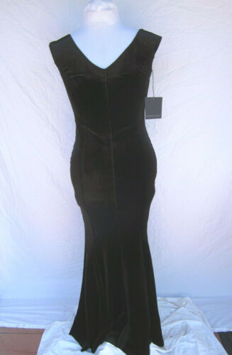 Norma Kamali KamaliKulture schwarz Samt Meerjungfrau Fischschwanz Kleid neu mit Etikett S dehnbar  - Bild 1 von 9