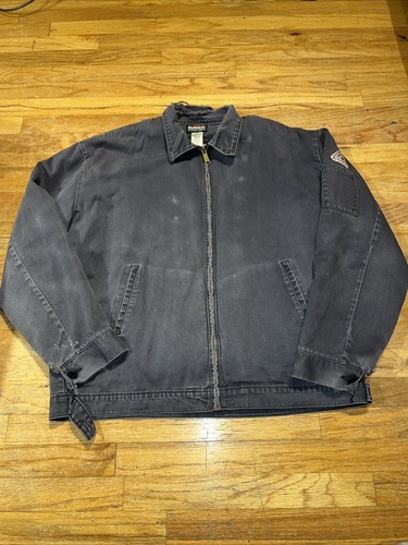 Vintage Bulwark Protective FR Flame Resistant Work Jacket Denim Blue Zip XL Coat - 第 1/13 張圖片