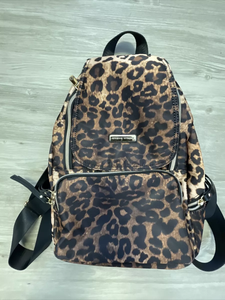 ADRIENNE VITTADINI Large BROWN Leopard Cheetah print Backpack eBay