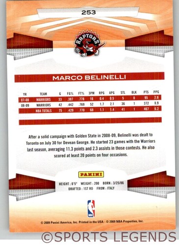 2009-10 NBA Panini #253 Marco Belinelli - Picture 2 of 2
