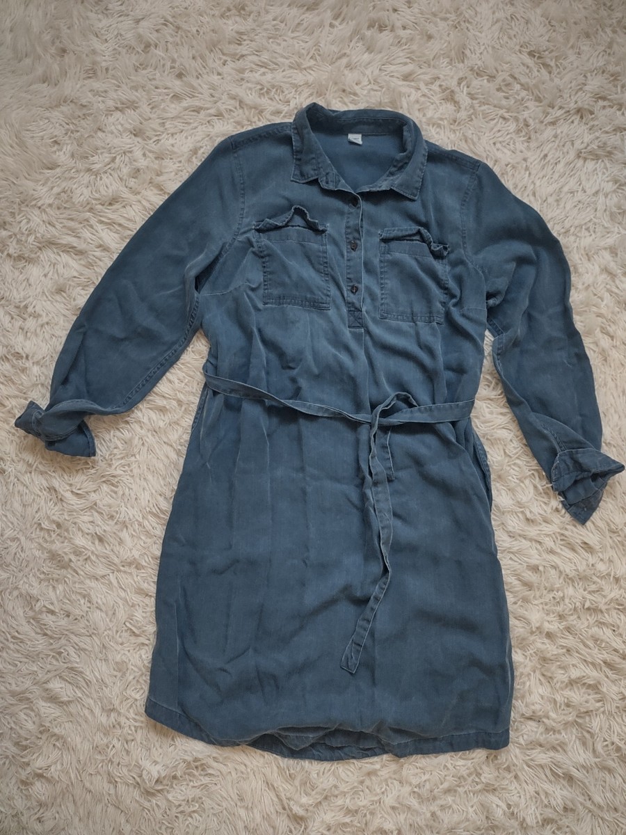 Old Navy Maternity Blue Denim Shirt Dress Belted Women's Size Medium | eBay