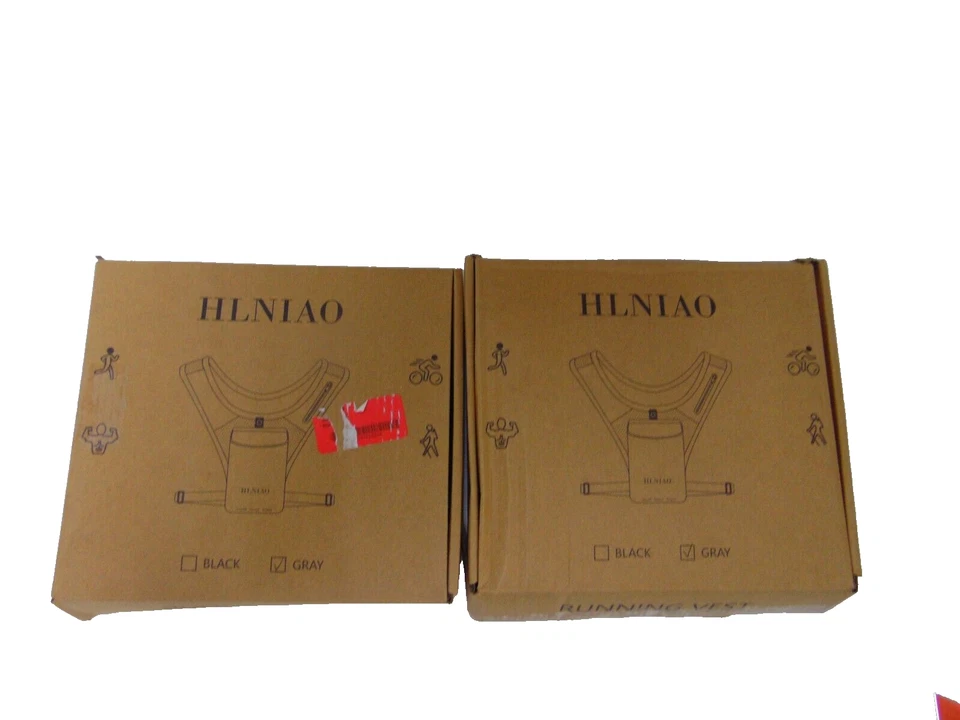 LOT OF (2) Running Vest Lightweight HLNIAO  Adjustable Band Pockets Silver - Image 4 of 4