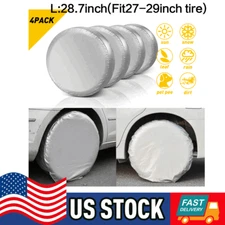 27"-29" Waterproof Wheel Tire Covers Sun Protector For Car RV Trailer SUV Silver