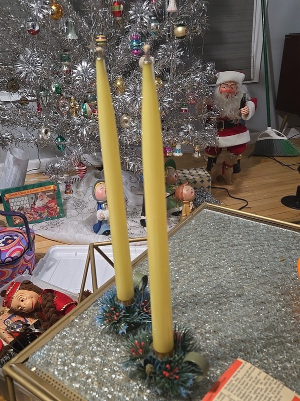 Vintage Nylon Permanent Candles 12" Tapers Refillable With Holders  Retro USA