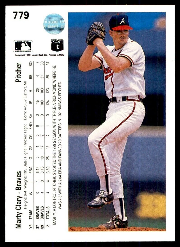 1990 Upper Deck High Series Marty Clary Atlanta Braves. #779 - Image 2 of 2