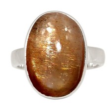 Natural Golden Sunstone 925 Sterling Silver Ring Jewelry s.5.5 ALLR-32134