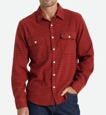 BRIXTON Men's BOWERY Flannel Shirt - Burnt Henna/Mars Red - Medium - NWT