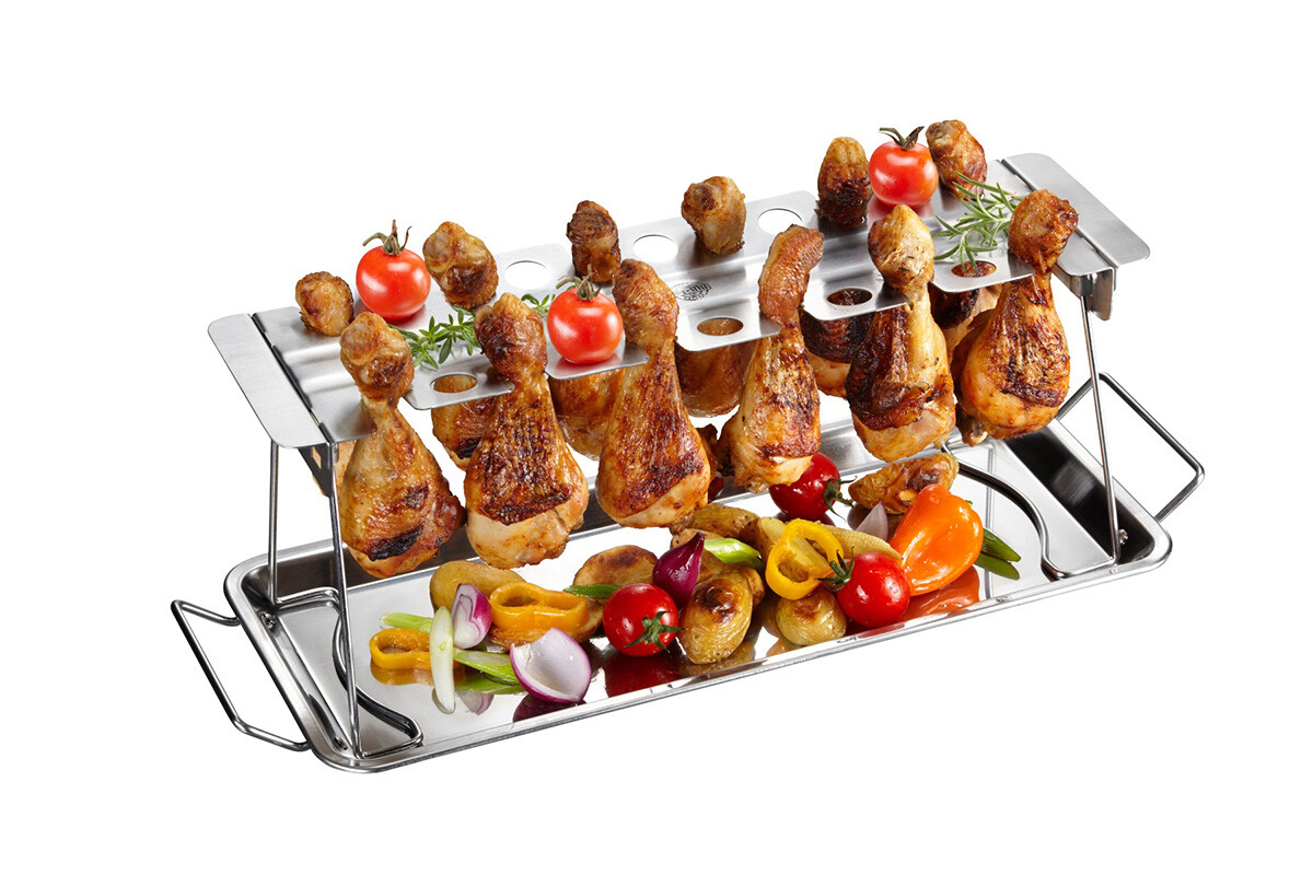 Grill Halter Bbq Edelstahl Für Hähnchenschenkel Grillhalter Extra Hähnchenhalter