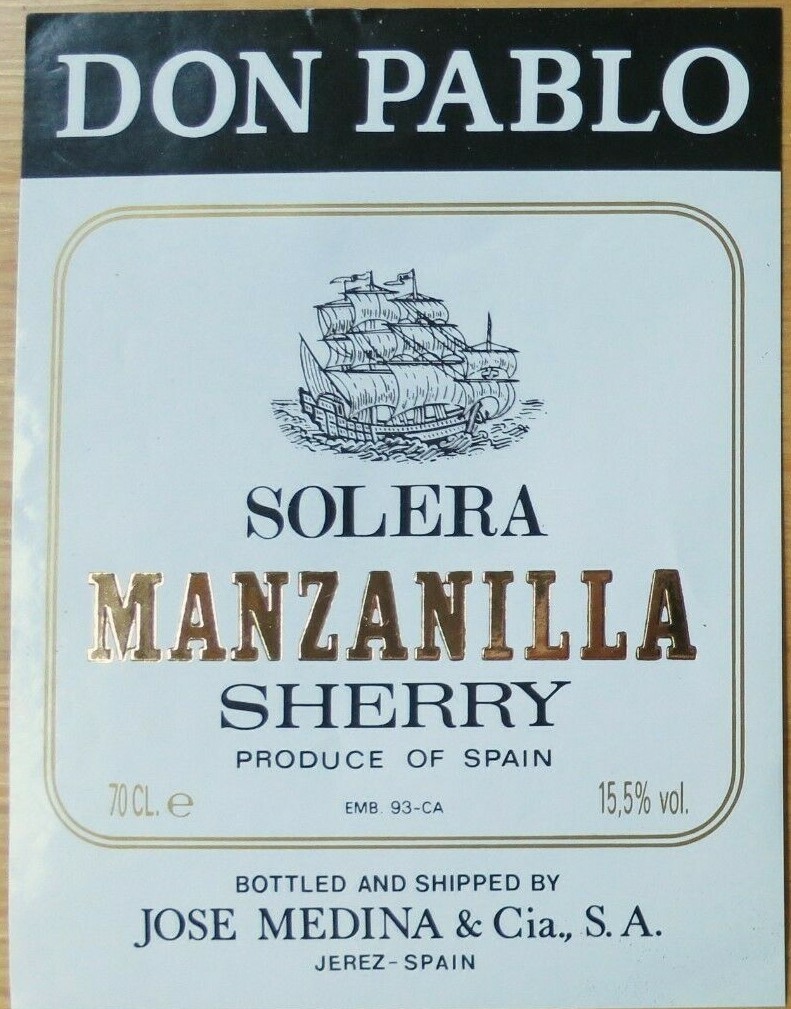Etichetta vino SPAGNA DON PABLO Manzanilla Jerez wine labels