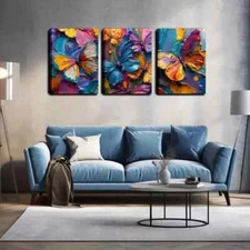 3pcs The Butterflies Multicolor Wall Art Canvas Framed 50x70cm