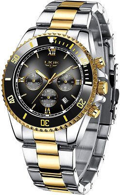 Edelstahl Quarz Herren Armbanduhr Chronograph Wasserdicht Datum Kalender 