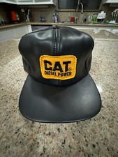 vintage cat diesel power hat Leather SnapBack Made In The USA