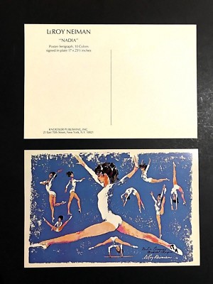 LeRoy Neiman Promotional Postcards Nadia Comaneci Authentic Not A Reproduction 