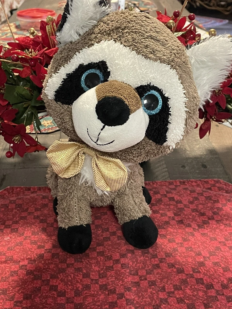 HUGFUN Raccoon Plush Stuffed Forest Animal Big Eyes Shiny Toy