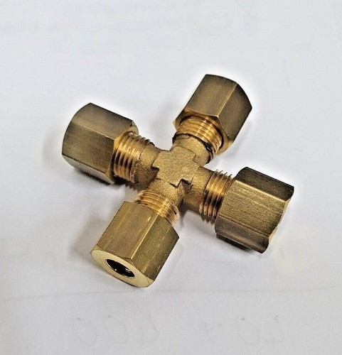 Brass Equal Compression 4 Way Cross , Metric Range, Compression Connectors