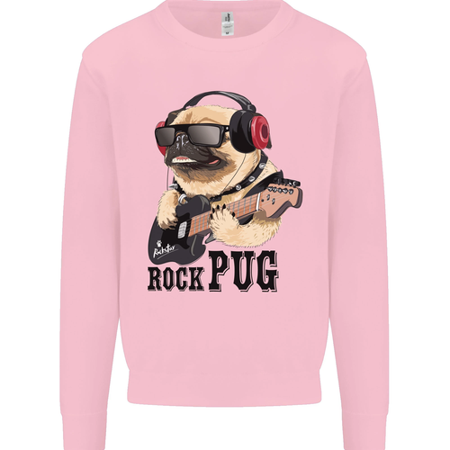 Rock n Roll Pug Funny Guitar Heavy Metal Kids Sweatshirt Jumper - Picture 46 of 82