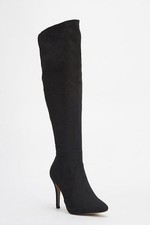 SIZE 3 4 5 7 8 BLACK FAUX SUEDE OVER KNEE HIGH THIGH BOOTS SLIM SLIMMISH LEG NEw