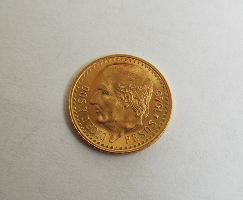 dos y medio gold coin pristine mexico 2-1/2 pesos 1945 gold