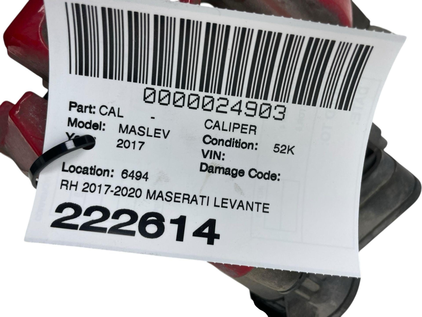 2017 - 2020 MASERATI LEVANTE OEM REAR RIGHT BRAKE CALIPER RED 06700388370