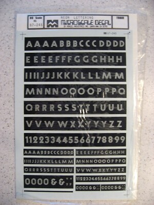 Microscale Decals HO 87-245 Neon Lettering Decal Sheet