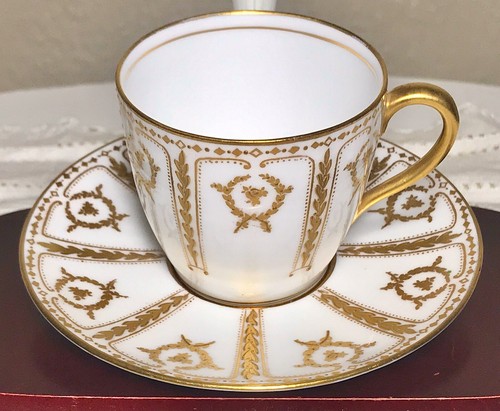 Antique 1913 Royal Doulton England GEO Rouard Paris Demitasse Cup & Saucer Gilt - Picture 11 of 11