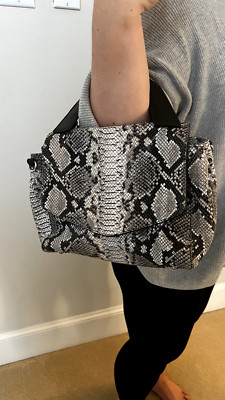 NEW/tags Cromia Italian Black White snakeskin Handbag Purse
