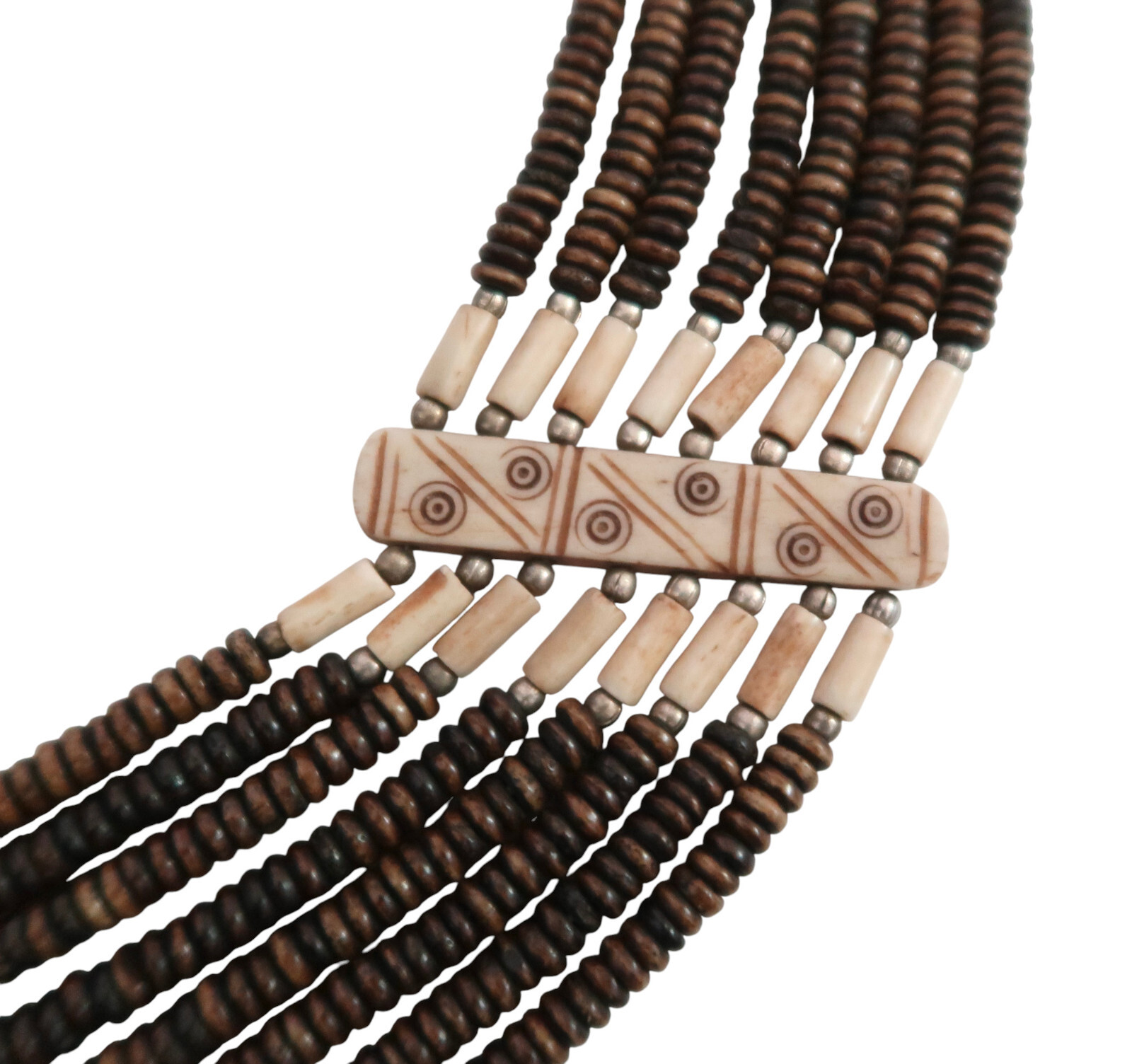 Multi strand Boho necklace Coconut shell beads & … - image 3