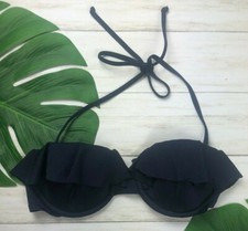 NWT J. CREW Jersey Lomellina ruffle underwire bikini top C5474 BLACK 36A A CUP