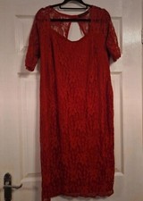 Red lace midi dress size 16