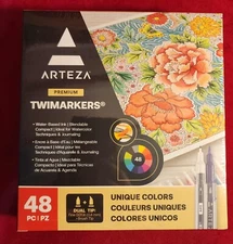 New Arteza TwiMarkers, Set of 48 Colors - Unique Colors