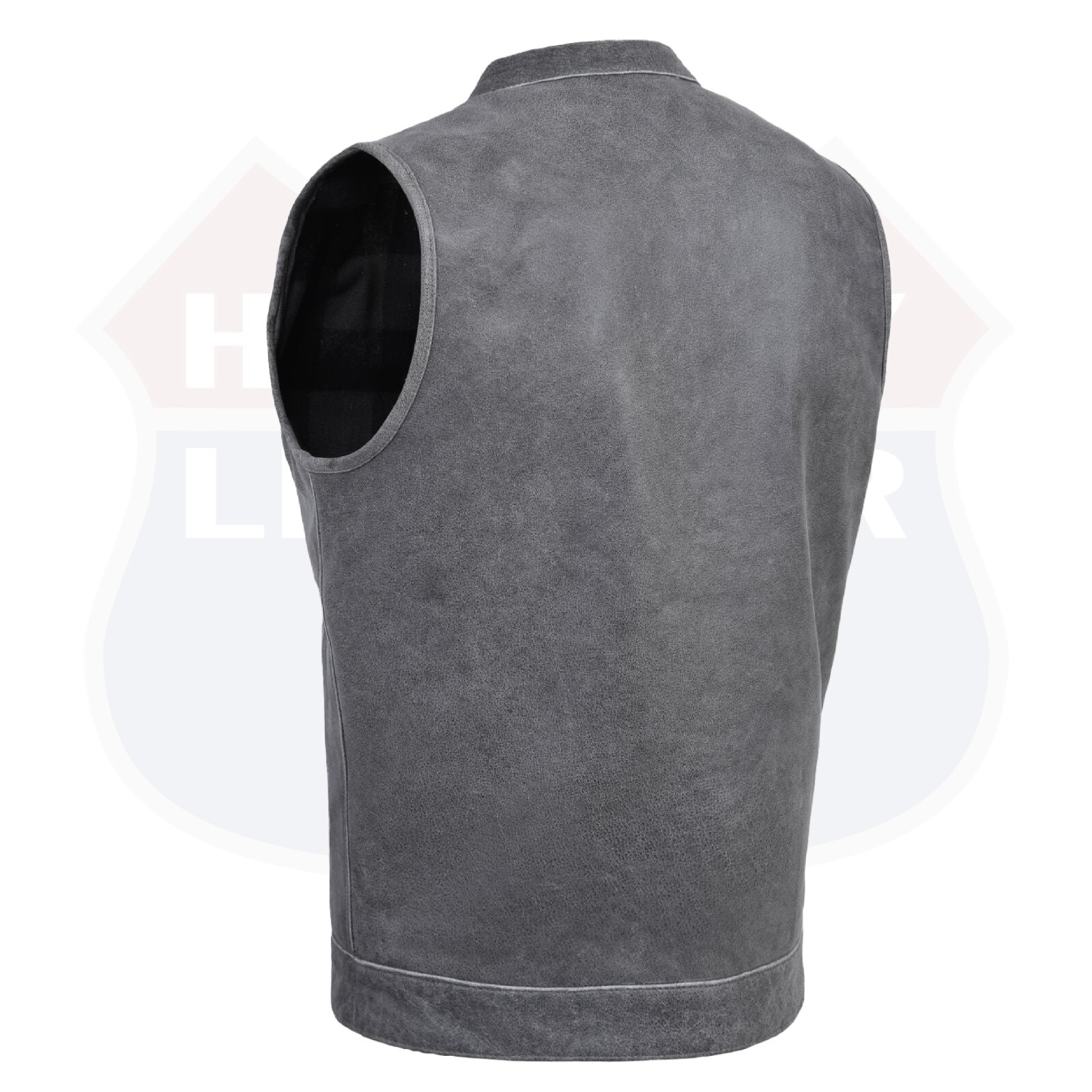 HL11689 Grey SOA Men's Leather Vest Anarchy Biker Club Concealed Carry