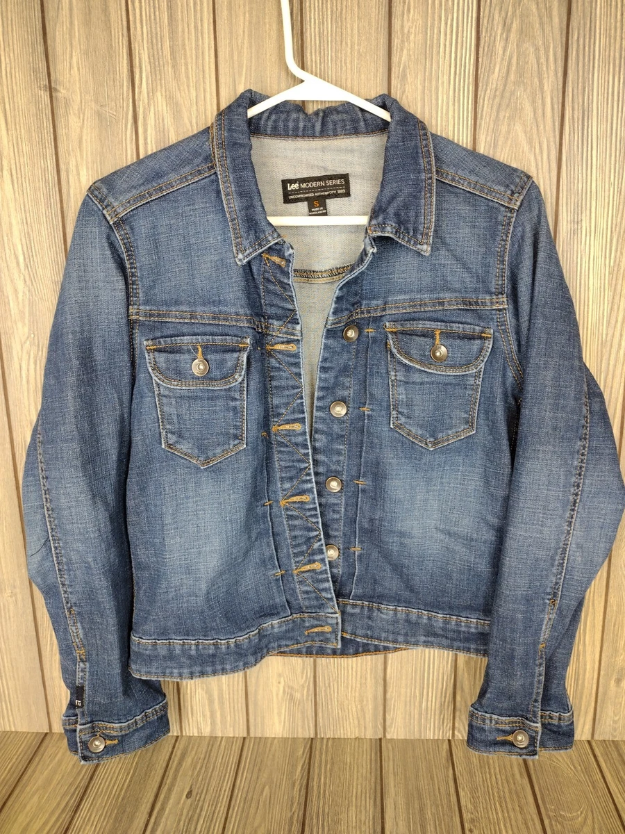 LEE Modern Series Denim Jacket Women s Blue Button up Jean Size Small