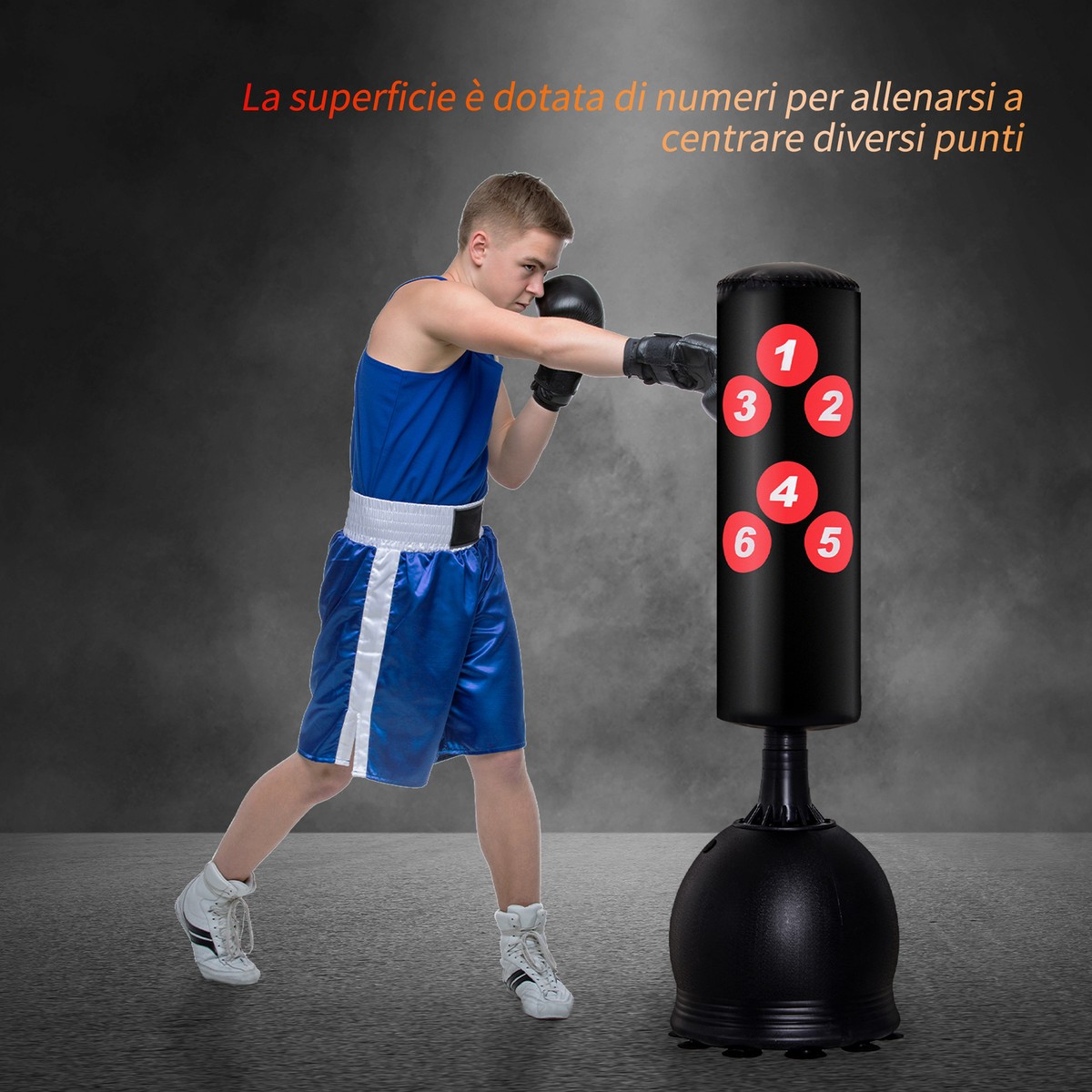 Sacco Da Boxe Autoportante Per Adulti E Ragazzi - Base Riempibile Con Acqua/sabbia, Altezza Regolabile