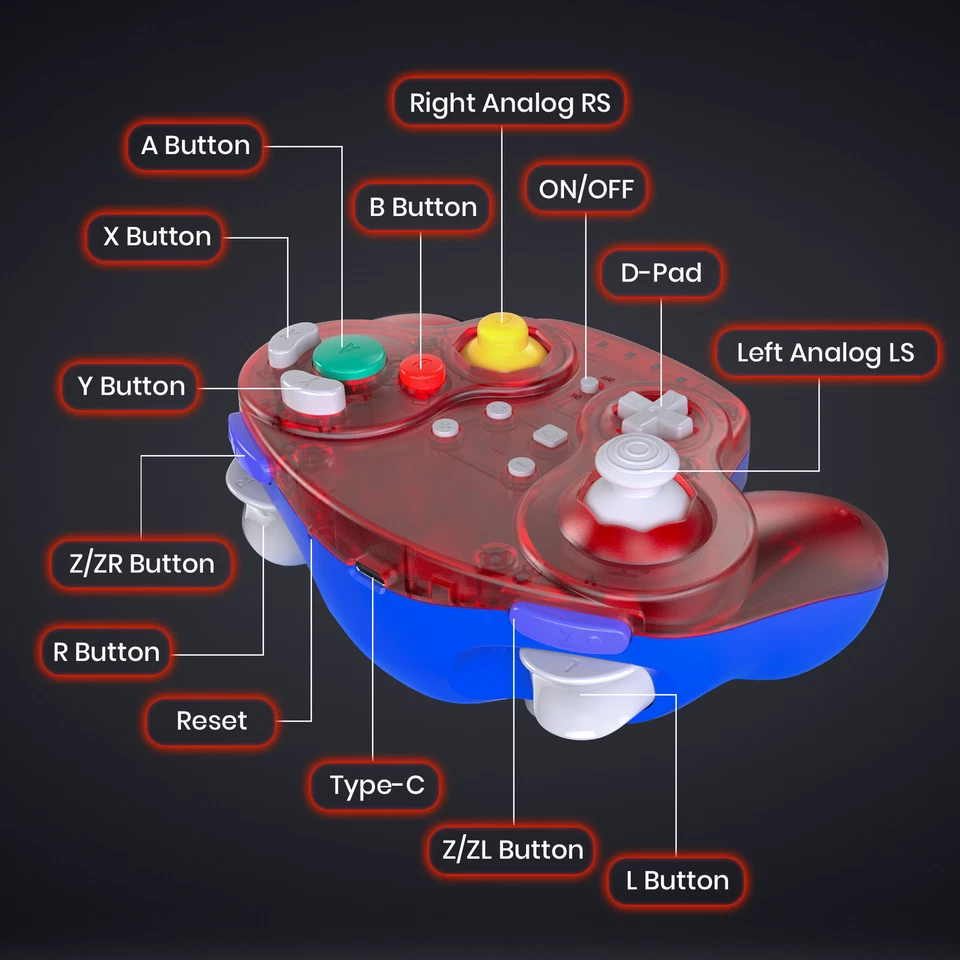 2.4G Wireless Gamecube Controller for Switch Switch 2 Gamecube Dual Vibration - Image 4 of 4