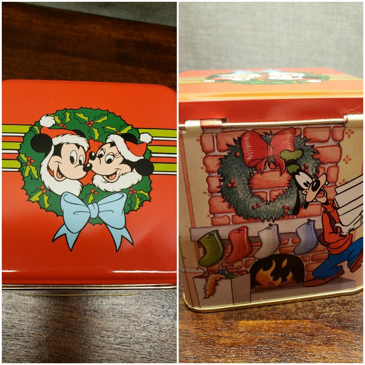 Disney Square Decorative Tin - Silver Top with Red Trim Vtg Walt Disney World Florida Map 10 3/4 main image 4