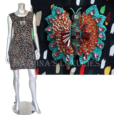 SAVE THE QUEEN DRESS BRUSHSTROKES PRINT JEWEL APPLIQUE sz XS EXTRA SMALL