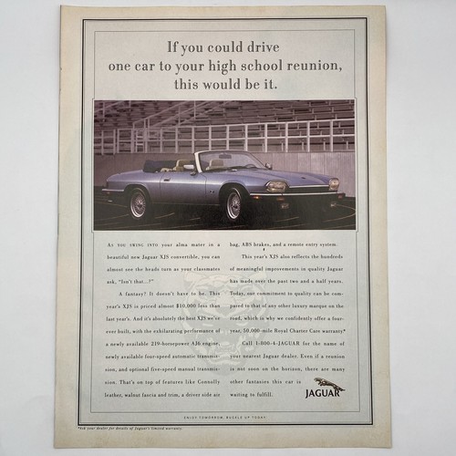 1993 Jaguar XJ-S XJS Convertible PRINT AD High School Reunion One Car Art - Picture 2 of 3