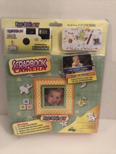First Birthday Scrapbook Camera Kit Single Use Camera Decorations NEW Elite - Picture 1 of 12